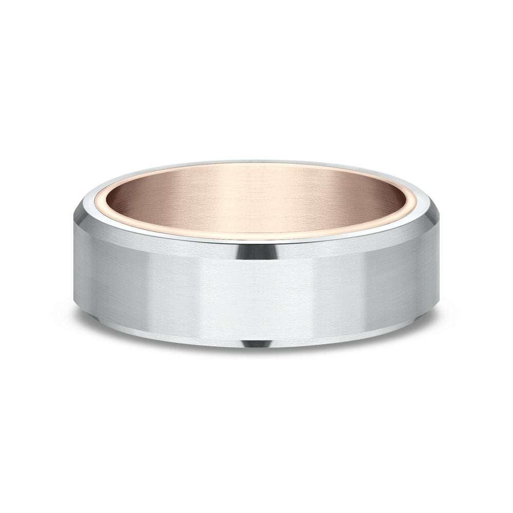 The Nobleman Men's Wedding Band in 14K Rose and White Gold - 6.5mm Width by Benchmark