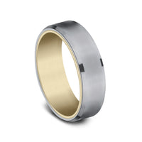 The Nobleman Men's Wedding Band in 14K Yellow Gold and Grey Tantalum - 6.5mm Width by Ammara Stone