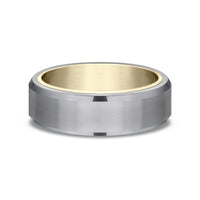 The Nobleman Men's Wedding Band in 14K Yellow Gold and Grey Tantalum - 6.5mm Width by Ammara Stone