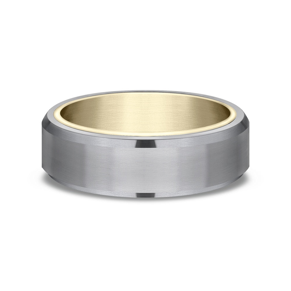 The Nobleman Men's Wedding Band in 14K Yellow Gold and Grey Tantalum - 6.5mm Width by Ammara Stone