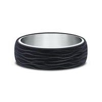 The NYX Men's Wedding Band in 14K White Gold and Forged Carbon Fiber - 6.5mm Width by Ammara Stone