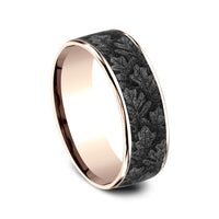 The Oak Men's Wedding Band in 14K Rose Gold and Grey/Black Titanium - 7.5mm Width by Brook and Branch