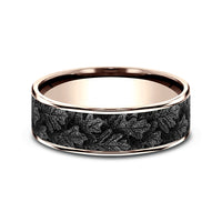 The Oak Men's Wedding Band in 14K Rose Gold and Grey/Black Titanium - 7.5mm Width by Brook and Branch