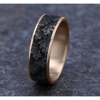 The Oak Men's Wedding Band in 14K Rose Gold and Grey/Black Titanium - 7.5mm Width by Brook and Branch