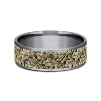 The Oak Men's Wedding Band in Grey Tantalum and 14K Yellow Gold - 7.5mm Width by Brook and Branch