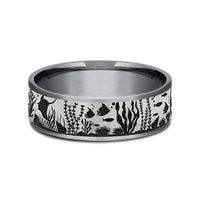 The Ocean Men's Wedding Band in Grey Tantalum and Grey/Black Titanium - 7.5mm Width by Brook and Branch