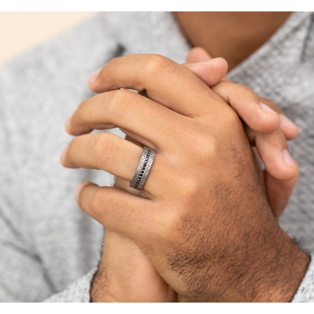 The Odessa Men's Wedding Band in Grey Tantalum - 7mm Width by Tantalum