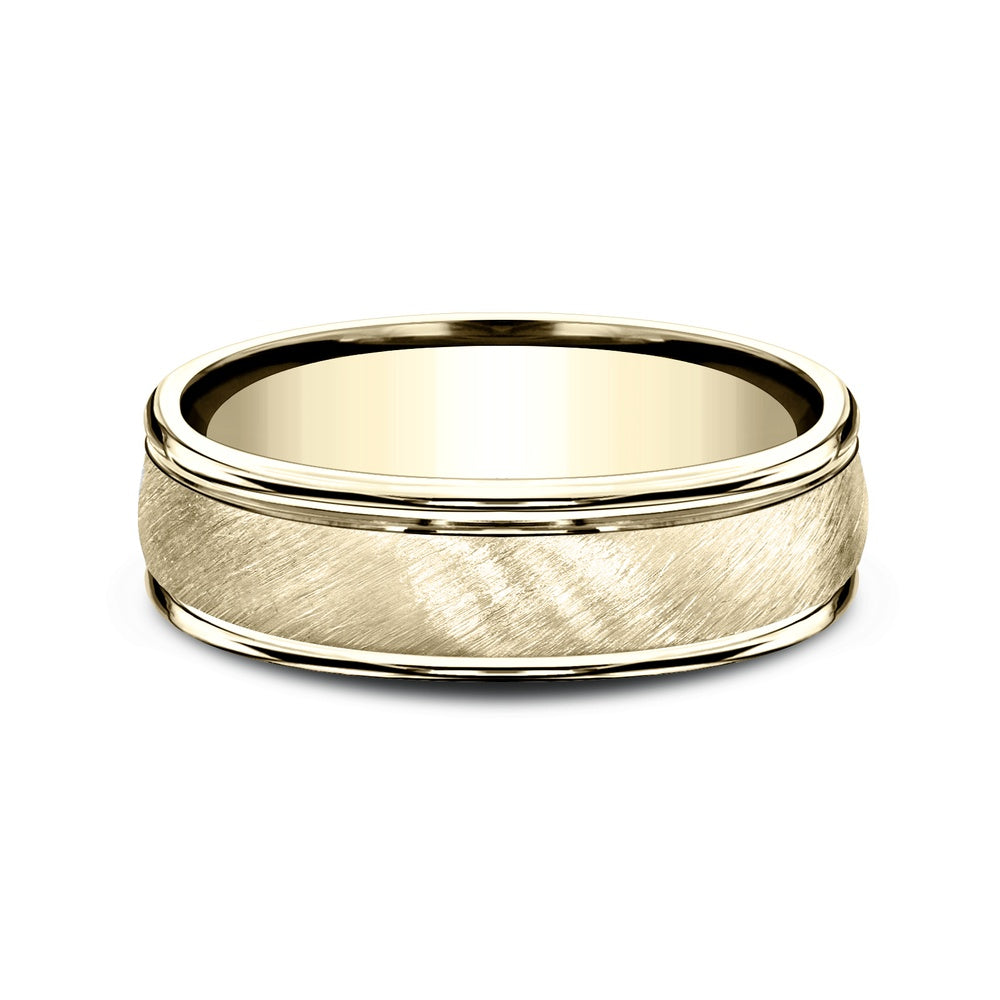 The Odyssey Men's Wedding Band in 14K Yellow Gold - 6.5mm by Benchmark