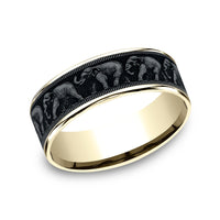 The Olifant Men's Wedding Band in 14K Yellow Gold and Grey Tantalum - 7.5mm Width by Brook and Branch