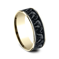 The Olifant Men's Wedding Band in 14K Yellow Gold and Grey Tantalum - 7.5mm Width by Brook and Branch