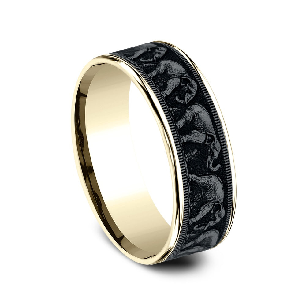 The Olifant Men's Wedding Band in 14K Yellow Gold and Grey Tantalum - 7.5mm Width by Brook and Branch