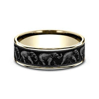 The Olifant Men's Wedding Band in 14K Yellow Gold and Grey Tantalum - 7.5mm Width by Brook and Branch