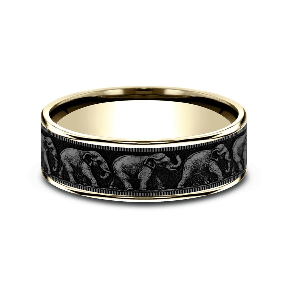 The Olifant Men's Wedding Band in 14K Yellow Gold and Grey Tantalum - 7.5mm Width by Brook and Branch