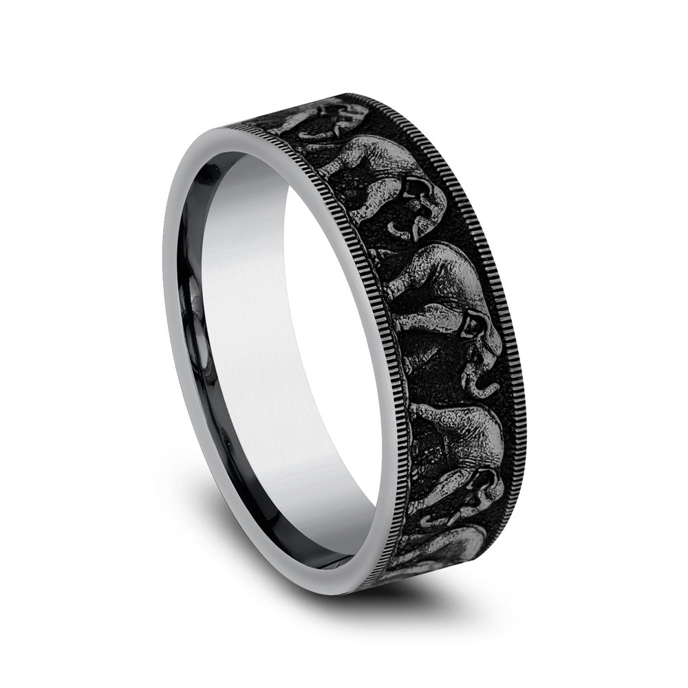 The Olifant Men's Wedding Band in Grey-Black Titanium - 7mm Width by Forge