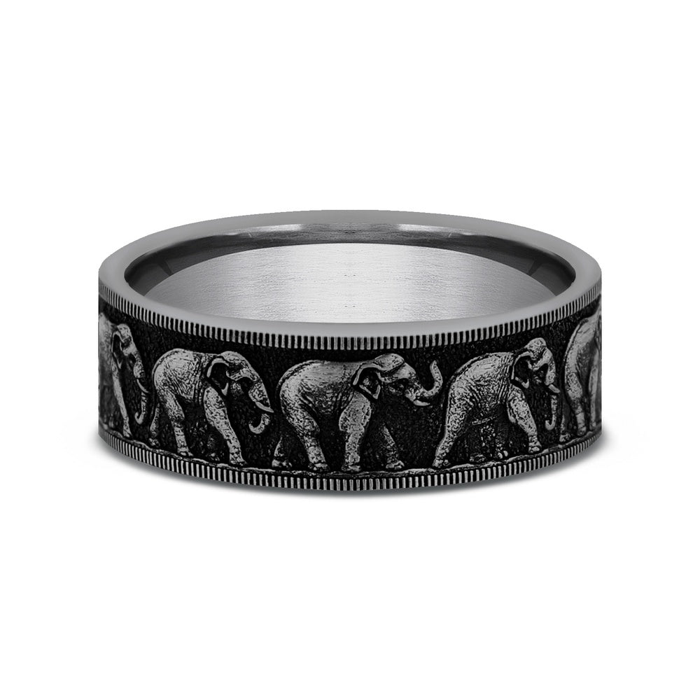 The Olifant Men's Wedding Band in Grey-Black Titanium - 7mm Width by Forge