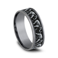 The Olifant Men's Wedding Band in Grey Tantalum and 14K White Gold - 7.5mm Width by Brook and Branch