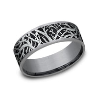The Olympia Men's Wedding Band in Grey Tantalum and 14K White Gold - 7.5mm Width by Ammara Stone