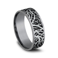 The Olympia Men's Wedding Band in Grey Tantalum and 14K White Gold - 7.5mm Width by Ammara Stone