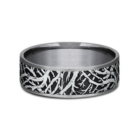 The Olympia Men's Wedding Band in Grey Tantalum and 14K White Gold - 7.5mm Width by Ammara Stone