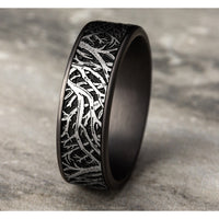 The Olympia Men's Wedding Band in Grey Tantalum and 14K White Gold - 7.5mm Width by Ammara Stone