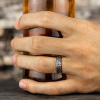 The Olympia Men's Wedding Band in Grey Tantalum and 14K White Gold - 7.5mm Width by Ammara Stone