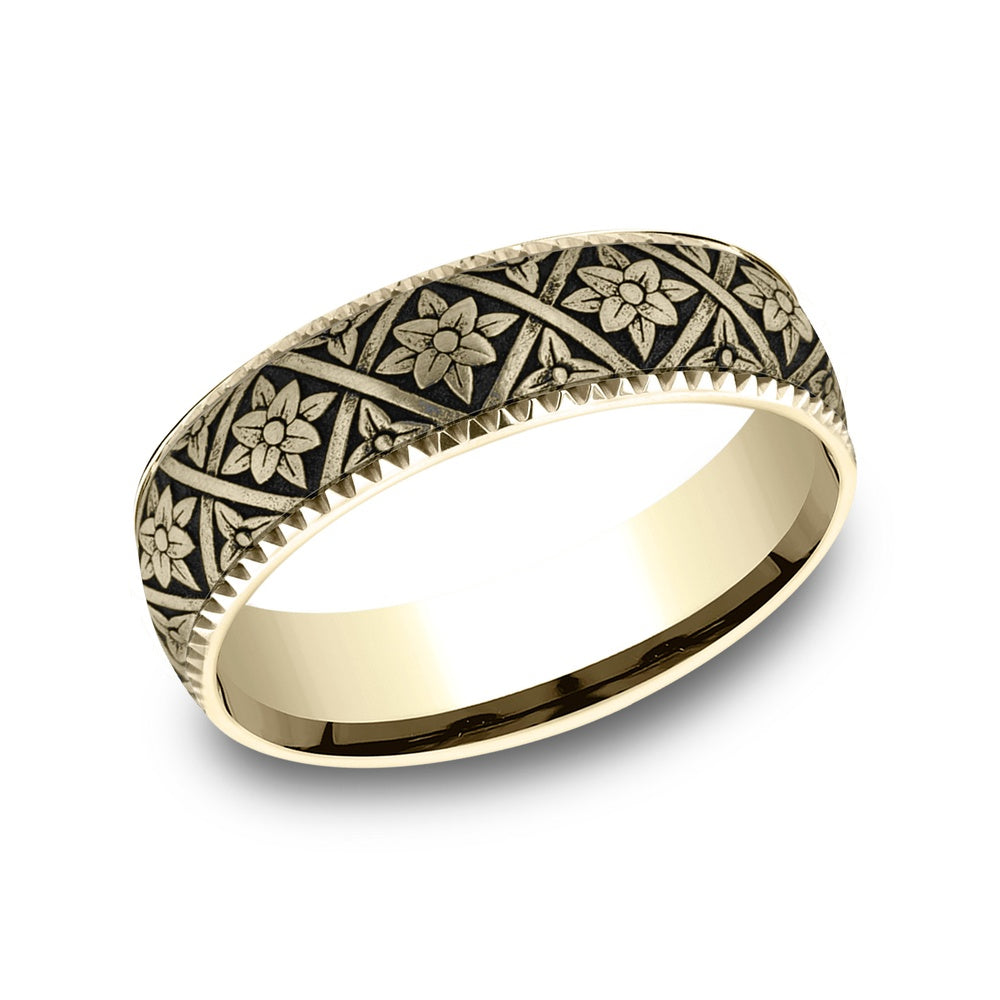 The Ottoman Column Men's Wedding Band in 14K Yellow Gold - 6.5mm Width by Benchmark