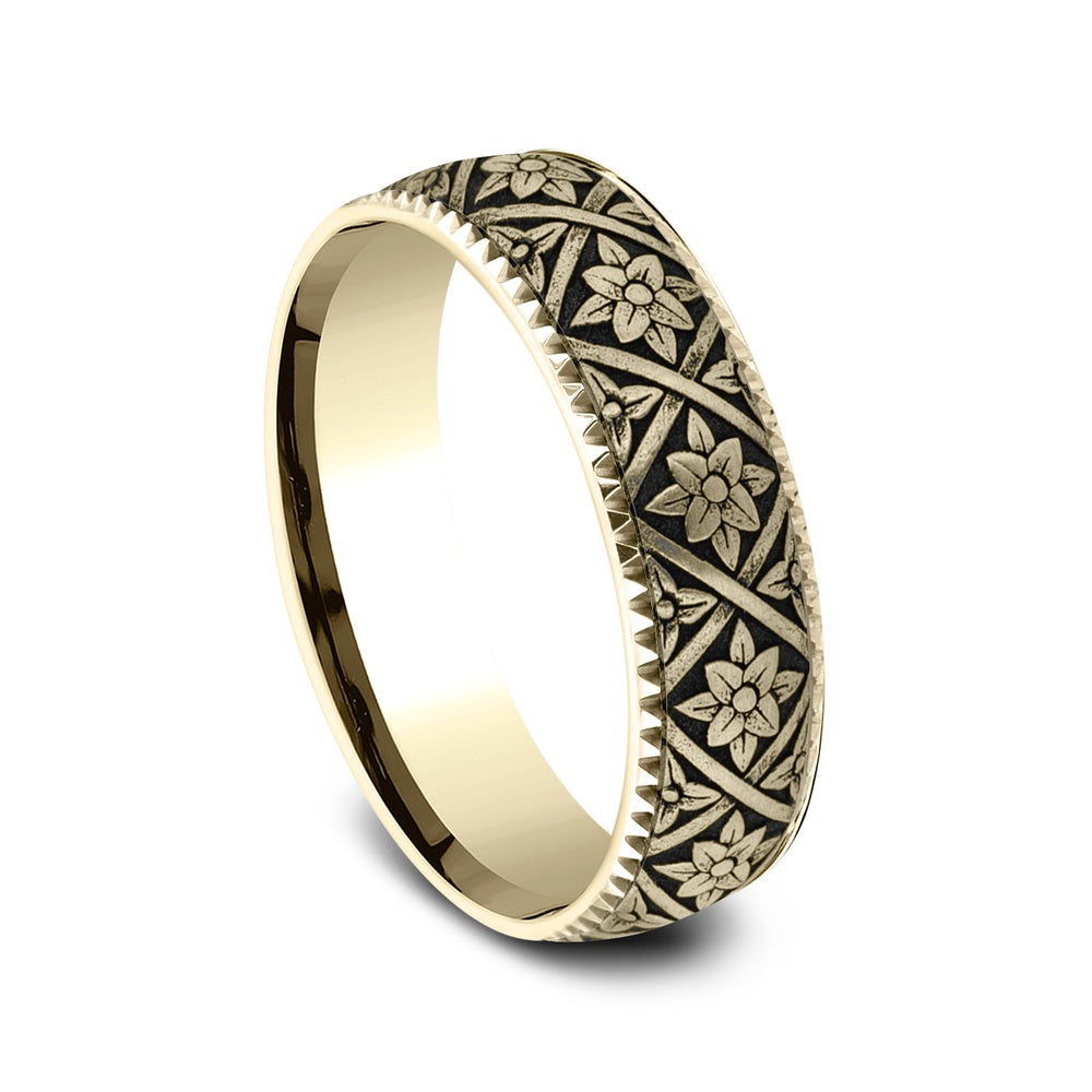 The Ottoman Column Men's Wedding Band in 14K Yellow Gold - 6.5mm Width by Benchmark