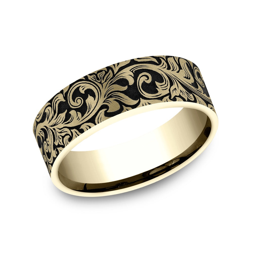 The Overlord Men's Wedding Band in 14K Yellow Gold - 8mm Width by Benchmark