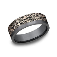 The Ozark Men's Wedding Band in 14K Rose Gold and Tantalum - 7mm Width by Ammara Stone