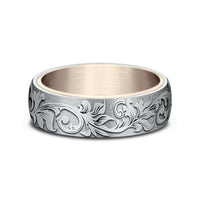 The Palace Men's Wedding Band in 14K Rose and White Gold - 6.5mm Width by Benchmark