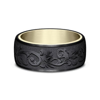 The Palace Men's Wedding Band in 14K Yellow Gold and Black Titanium - 8mm Width by Ammara Stone
