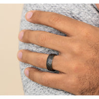 The Palace Men's Wedding Band in 14K Yellow Gold and Black Titanium - 8mm Width by Ammara Stone