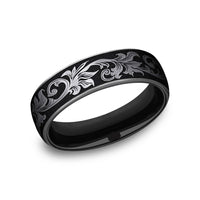 The Palace Men's Wedding Band in Grey/Black Titanium - 6.5mm Width by Forge