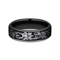 The Palace Men's Wedding Band in Grey/Black Titanium - 6.5mm Width by Forge
