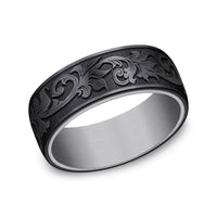 The Palace Men's Wedding Band in Grey Tantalum and Black Titanium - 8mm Width by Tantalum