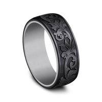 The Palace Men's Wedding Band in Grey Tantalum and Black Titanium - 8mm Width by Tantalum