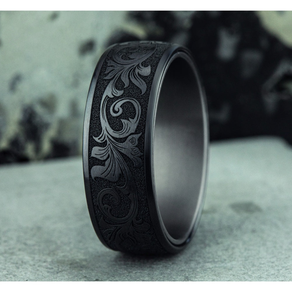 The Palace Men's Wedding Band in Grey Tantalum and Black Titanium - 8mm Width by Tantalum