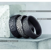 The Palace Men's Wedding Band in Grey Tantalum and Black Titanium - 8mm Width by Tantalum