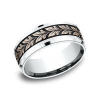 The Palau Men's Wedding Band in 14K White and Rose Gold - 8mm Width by Benchmark