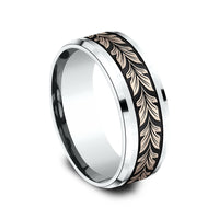 The Palau Men's Wedding Band in 14K White and Rose Gold - 8mm Width by Benchmark