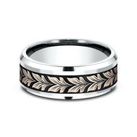 The Palau Men's Wedding Band in 14K White and Rose Gold - 8mm Width by Benchmark