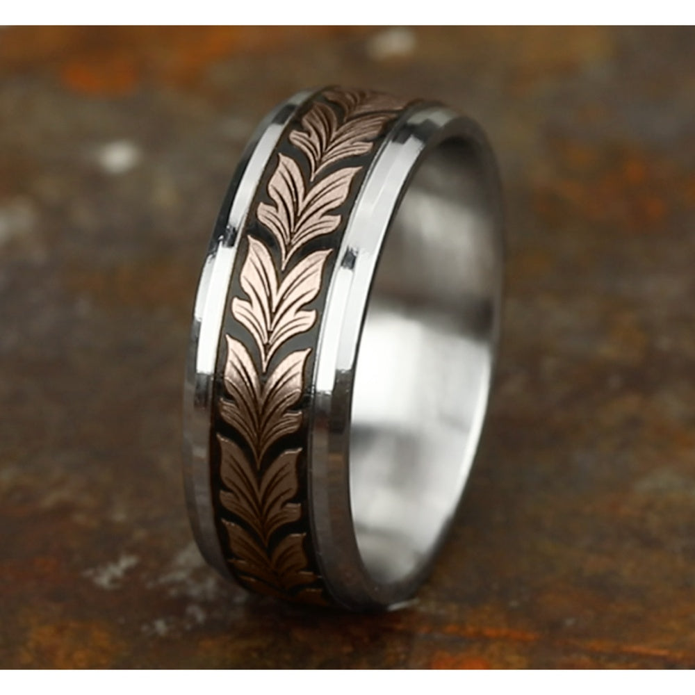 The Palau Men's Wedding Band in 14K White and Rose Gold - 8mm Width by Benchmark