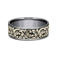 The Palazzo Men's Wedding Band in Grey Tantalum and 14K Yellow Gold - 7.5mm Width by Ammara Stone