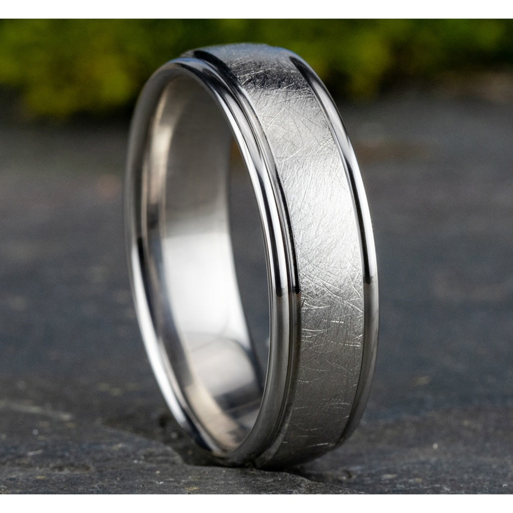 The Paradigm Men's Wedding Band in 14K White Gold - 6.5mm by Benchmark