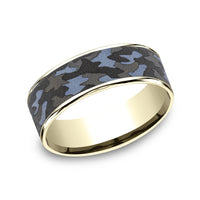 The Patriot Men's Wedding Band in 14K Yellow Gold and Grey Tantalum - 7.5mm Width by Ammara Stone