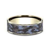 The Patriot Men's Wedding Band in 14K Yellow Gold and Grey Tantalum - 7.5mm Width by Ammara Stone