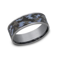 The Patriot Men's Wedding Band in Grey and Darkened Tantalum - 7.5mm Width by Tantalum