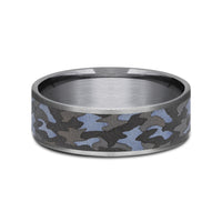 The Patriot Men's Wedding Band in Grey and Darkened Tantalum - 7.5mm Width by Tantalum