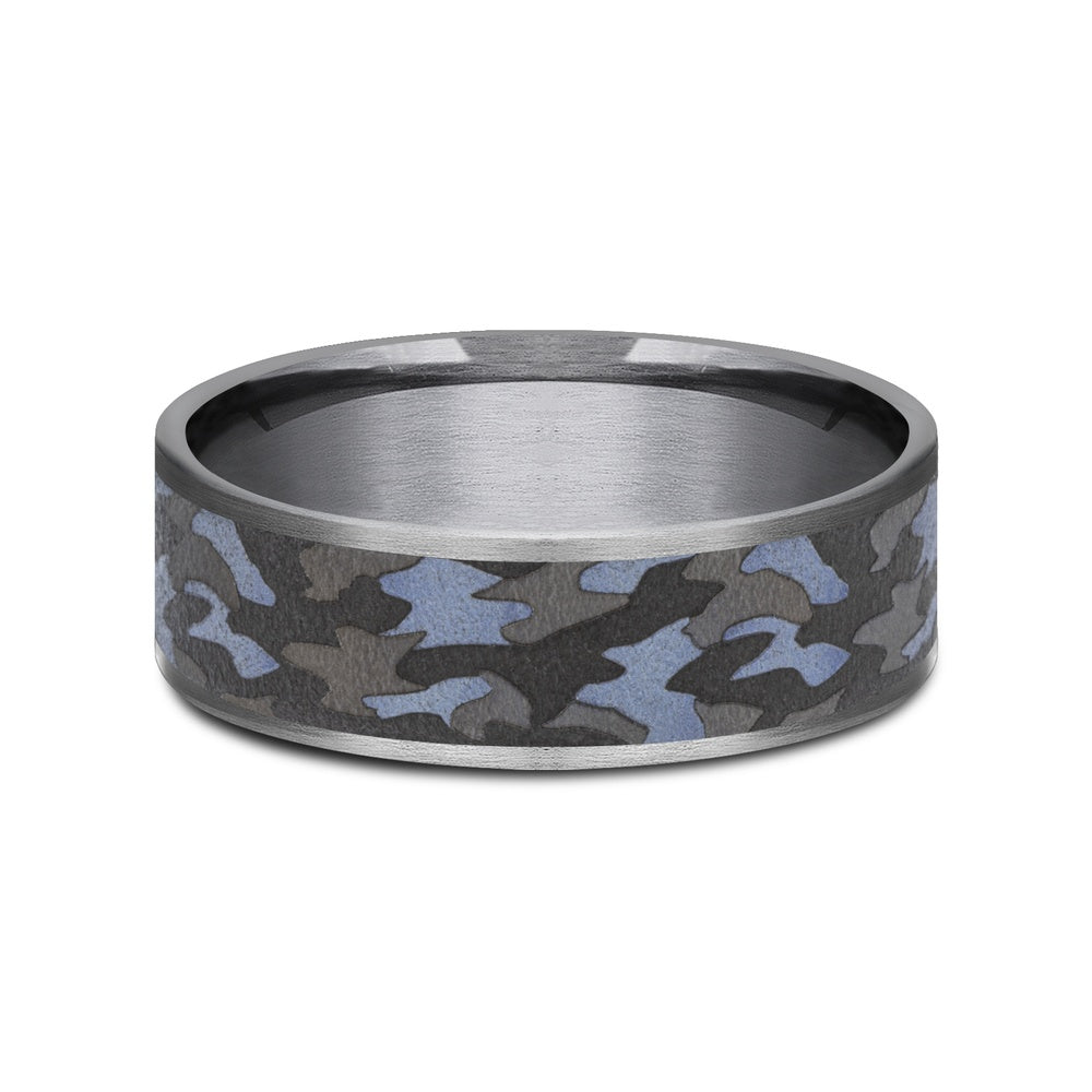 The Patriot Men's Wedding Band in Grey and Darkened Tantalum - 7.5mm Width by Tantalum