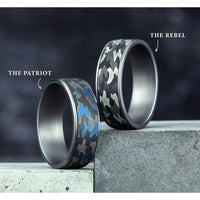 The Patriot Men's Wedding Band in Grey and Darkened Tantalum - 7.5mm Width by Tantalum